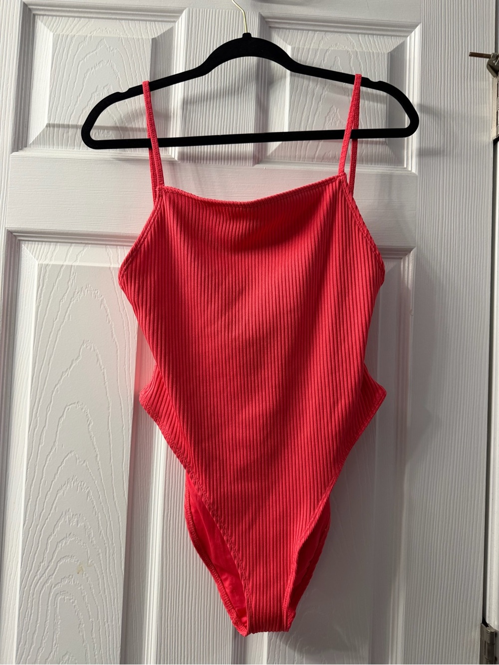 Forever 21 Ribbed One-Piece Swimsuit in Coral Pink